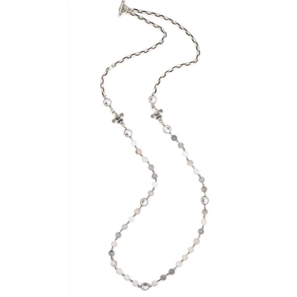 NEW FRENCH KANDE women's ashen silk mix with wire necklace in silver